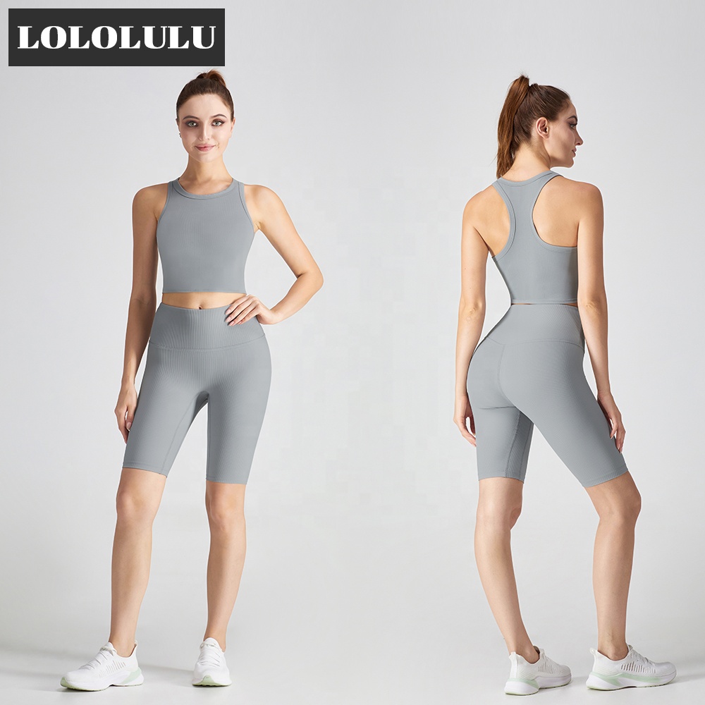 Buy cheap 2021 Nylon Spandex Fashion Womens Workout Clothes Two Piece Yoga Suit High Waist from wholesalers