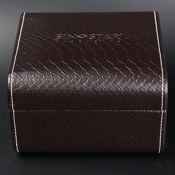 Buy cheap Single Twist Brown Leather Watch Box Elegant Style Recyclable With Stitching product