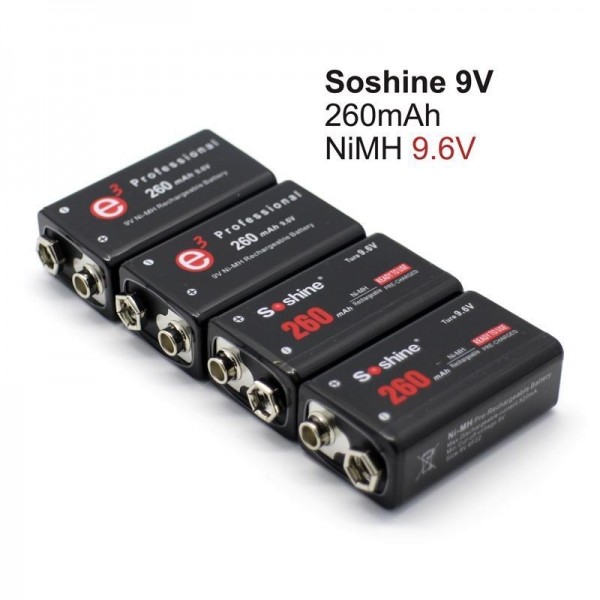 Buy cheap Soshine 9V 6F22 Ni-MH Rechargeable Battery:260mAh 9.6V product
