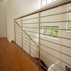 Buy cheap Stainless steel stair balustrade with wooden handrail solid rod design product