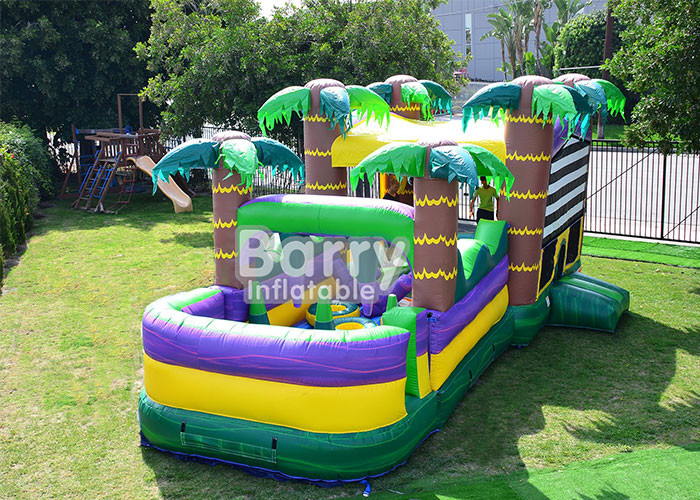 Buy cheap 30 FT Palm Beach Obstacle Bounce House , Inflatable Bouncy Castle With Water Slide from wholesalers