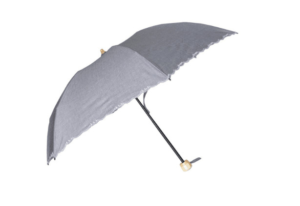 6 Ribs Super Mini Grey Manual Open Umbrella Plastic Cap Water Repellent Fabric