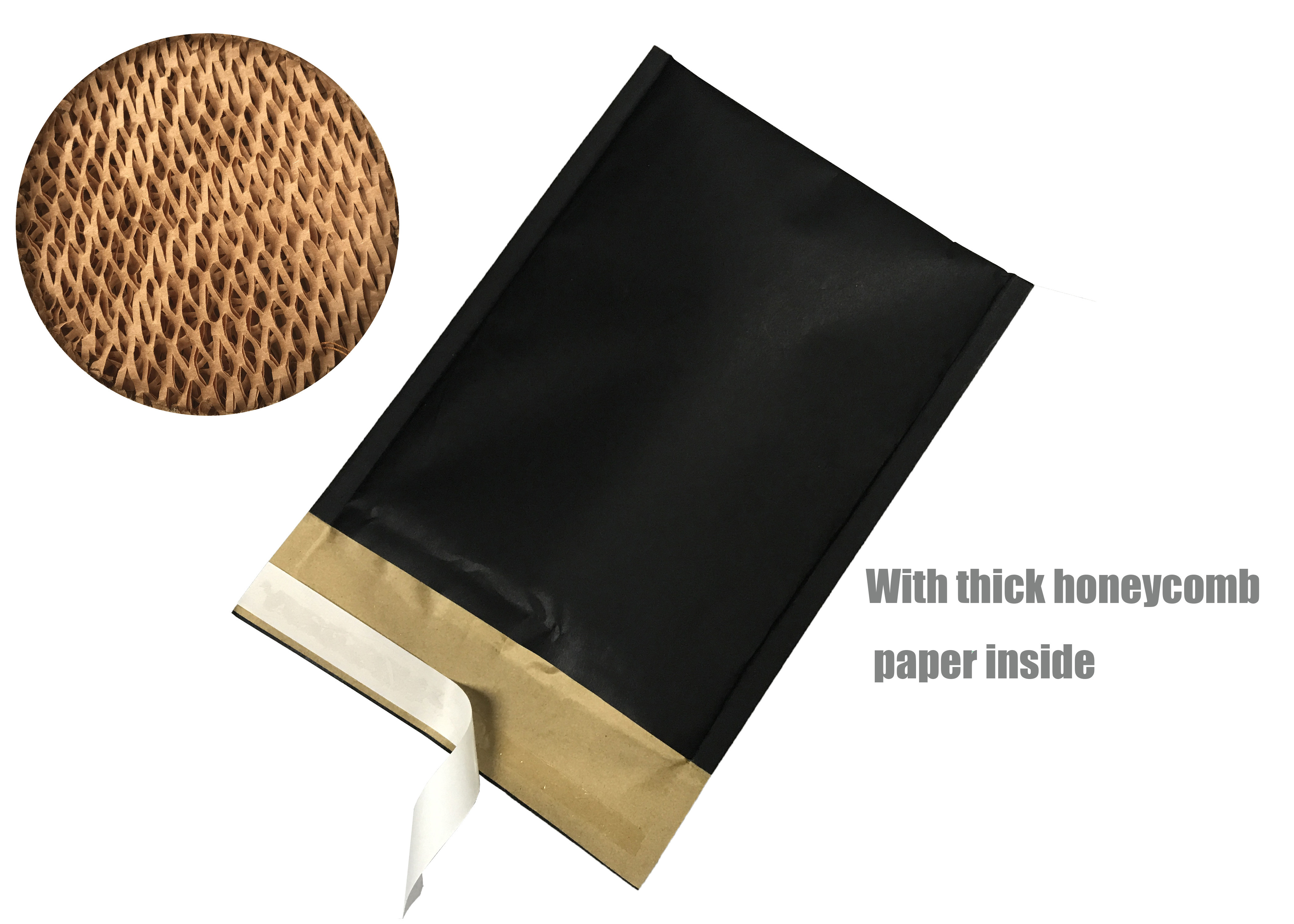 Honeycomb Paper Padded Mailers , Black Self Seal Padded Mailing Envelopes for sale