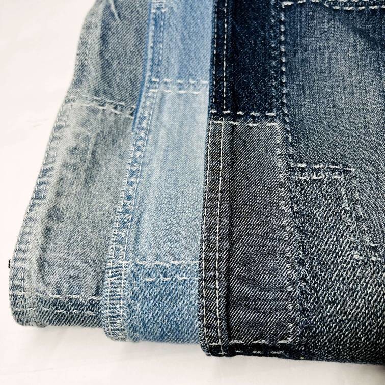 Cotton Blend Stitching Lattice Jacquard Denim Fabric Jean Material Fabric For Garments