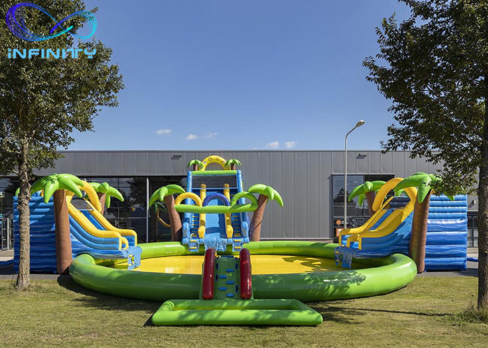 Buy cheap Outdoor Funny Inflatable maga jungle Water Park Bouncer Slide with water pool from wholesalers