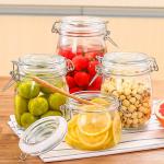 Buy cheap Custom Airtight Square Glass Storage Bottle Jar With Clip Lids Various Size Available from wholesalers