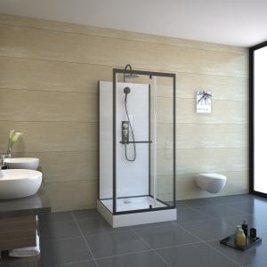 Buy cheap Pivot Door Square 4mm Tempered Clear Glass Shower Cabin With White Acrylic Tray product