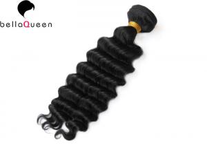Buy cheap Deep Wave 1B Natural Black Hair Weave Mongolian Hair Extensions 100% Unprocessed product