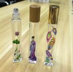 Buy cheap 10ml mould glass bottle high quality clear color square shape perfume roll on bottle with 3D logo design from wholesalers