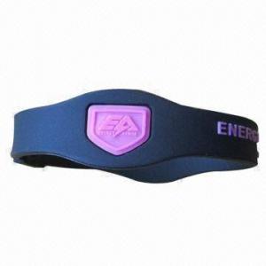Buy cheap Silicone Balance Bracelet with Two Visible Holograms, Made of 100% Silicone, OEM Orders are Accepted product