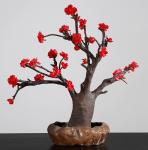 Buy cheap Wedding Home Decor Red Artificial Potted Floor Plants Plum Blossom Silk Flower from wholesalers