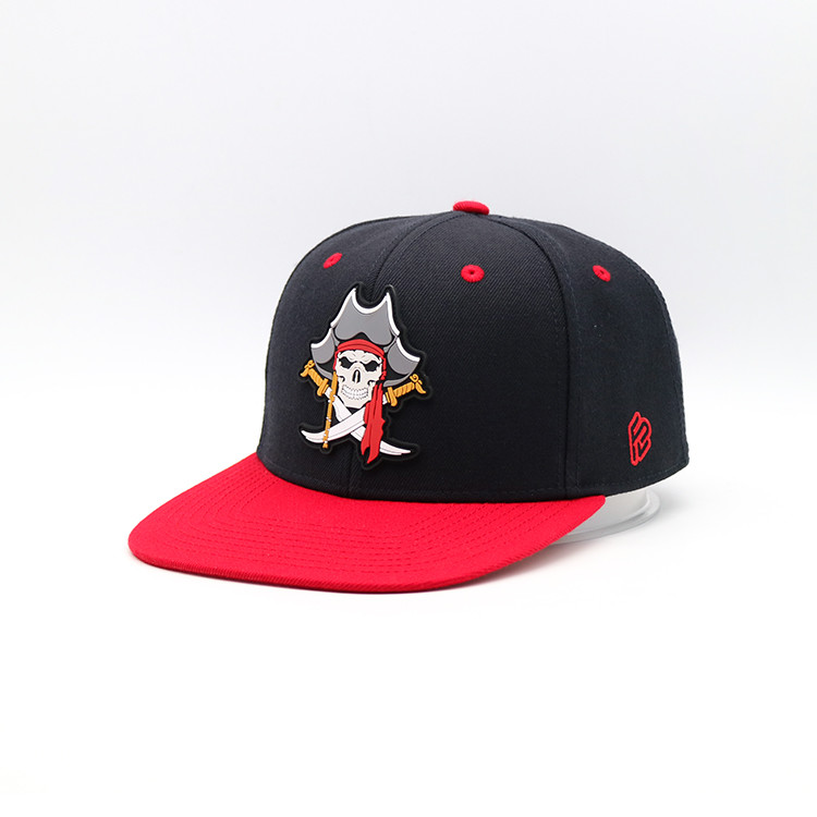 Buy cheap Hip Pop Flat Brim Snapback Hat 3D Embroidered Black And Red product