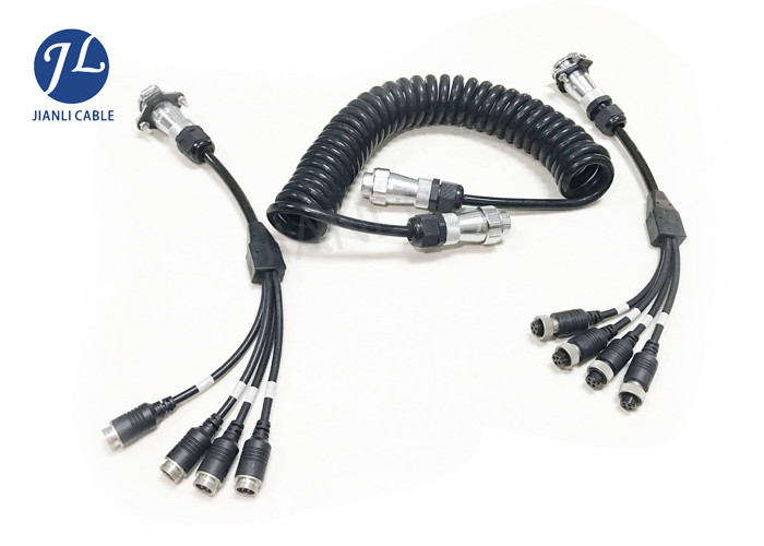 Buy cheap Backup Camera Monitor System Coiled Trailer Cable 7 Pin Extend Coil Cable product