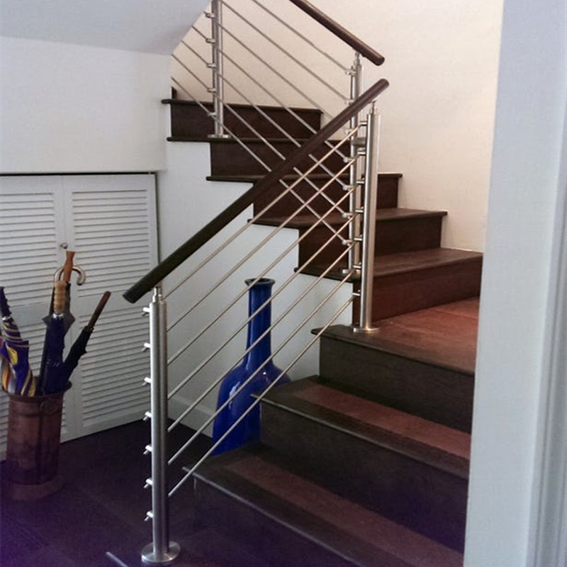 Buy cheap Steel stair rails and banisters with wooden hand rail design product