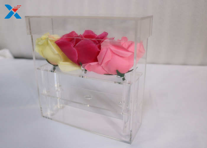 Buy cheap 3 Holes Rectangle Acrylic Storage Containers Clear For Fresh / Preserved Flower product