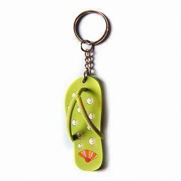 Buy cheap PVC Slipper-shaped Keychain with Metal Ring, Customized Sizes and Designs are Welcome product