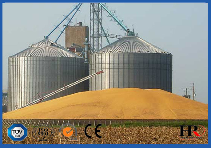Buy cheap 500T 1000T 10000T Vertical Grain Storage Silo , Hot Dip Galvanized Flat Bottom Grain Bins product