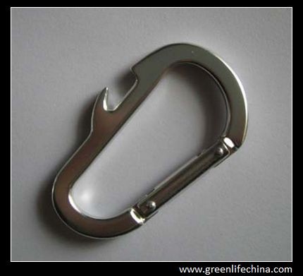 Buy cheap New design silver top quality D-shaped key carabiner with bottle opener function best sell product