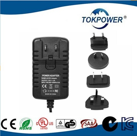 Buy cheap 12V 24W AC DC  2A Wall Mount Power Adapter Power Supply 47Hz - 63Hz from wholesalers