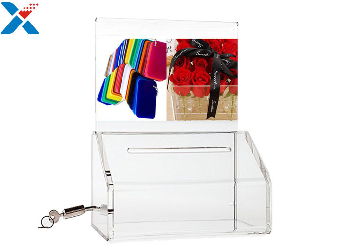 Buy cheap Custom Clear Acrylic Sign Holders Transparent Election Ballot Box With Lock product