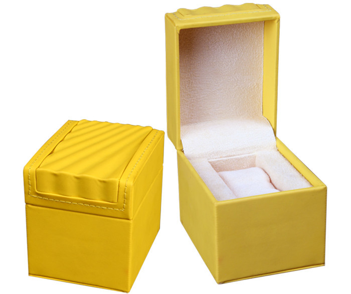 Buy cheap Yellow Leather Leather Watch Box Screen Printing Surface Finish For Gift Packaging product
