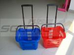 Buy cheap Supermarket Plastic Shopping Basket With Wheels , Castor Rolling Shopping Basket from wholesalers