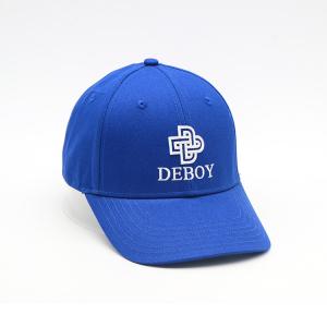 Buy cheap 6 Panels 3D Flat Blue Embroidered Baseball Caps 100% Cotton Twill Curved Brim Hat product