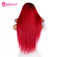 Buy cheap Red Ombre Colored Long Hair Lace Front Wigs Bleached Knots Swiss Lace Wigs product