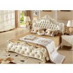 Buy cheap Bedroom Furniture Antique French Style King Size White Leather Wooden Bed from wholesalers