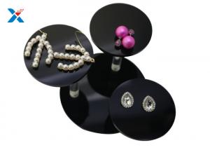 Buy cheap Black Acrylic Jewelry Organizer Necklace Bracelet Earring Display With Round Tray product