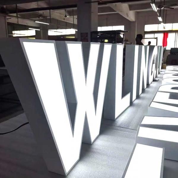 Quality White Color Stainless Steel Return Channel Letter Sign Acrylic Surface Frontlit for sale