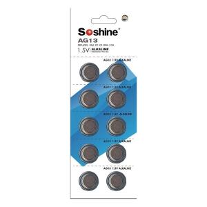 Buy cheap Soshine AG13/LR44/A76/357/SR44W/GP76A Alkaline Button Cell battery (Pack of 10) product