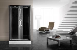 Buy cheap Matt Black Profiles Corner Walk In Shower Enclosures 1200 X 900 Rectangular Grey product