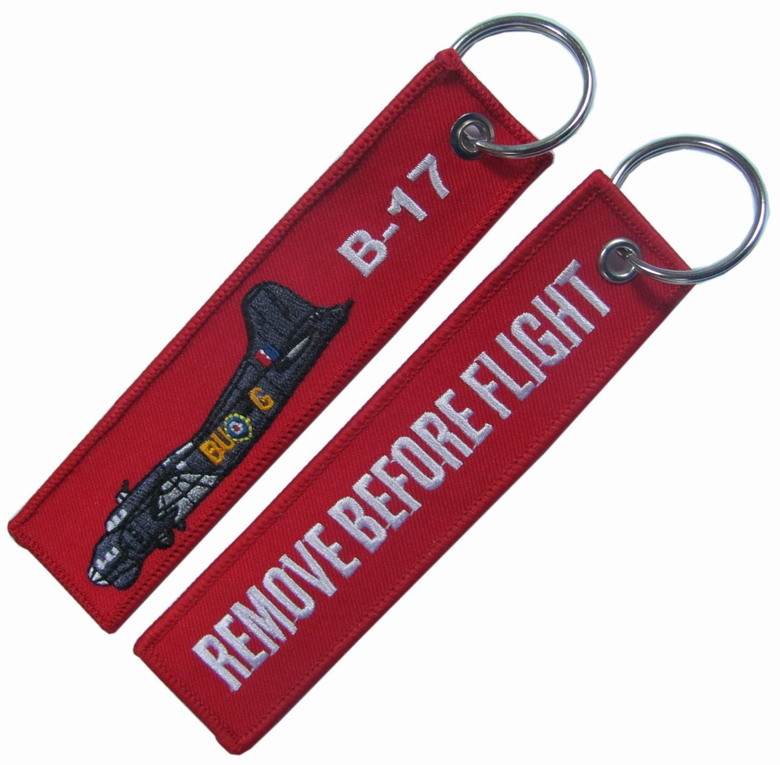 B-17 Remove Before Flight PMS Color Embroidered Key Chain
