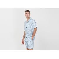 Buy cheap Anti Shrink Mens Button Down Pajamas , Mens Loungewear Shorts Sets Blue Color product