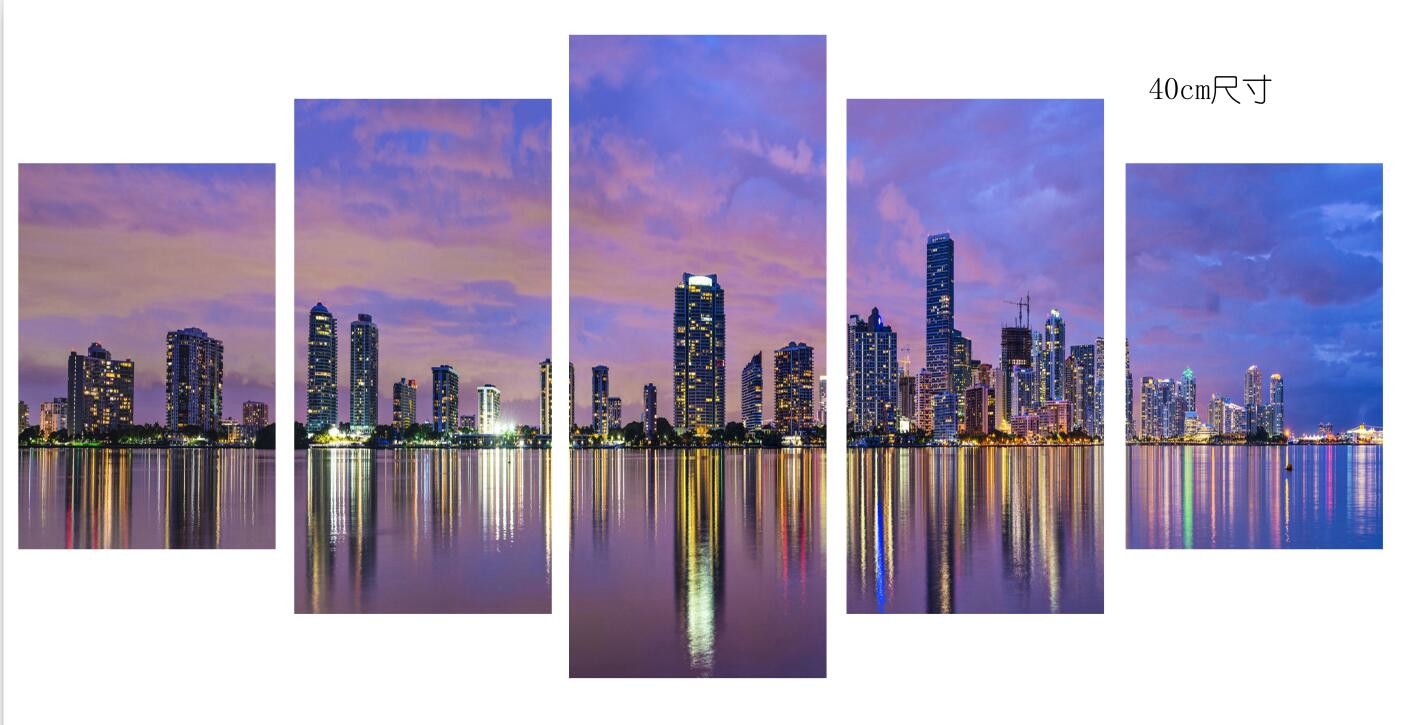 Buy cheap City Night Scenery Living Room Canvas Art , Popular Stretched Canvas Wall Art product