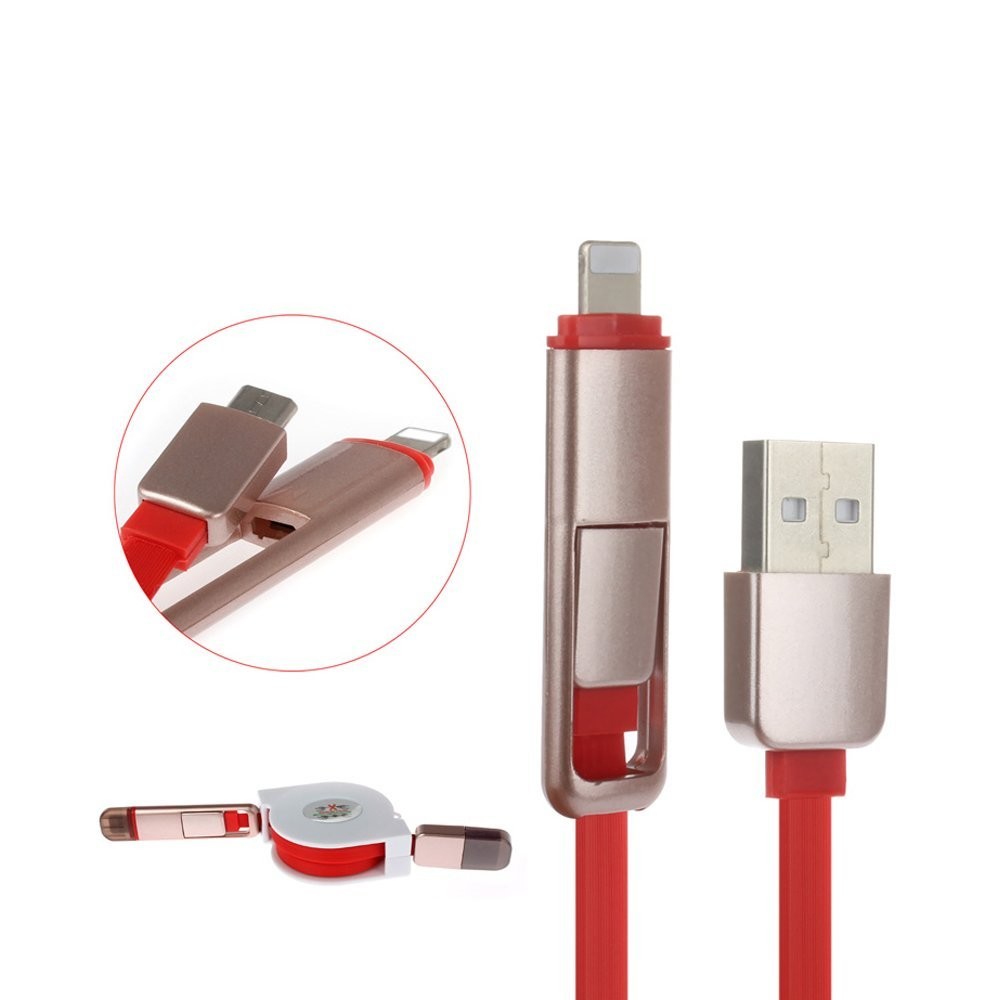 Buy cheap Durable 2 IN 1 Retractable Charging Data Sync Cable Cord - Lightning Micro USB to USB Charger Cable from wholesalers