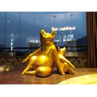 Buy cheap Gold Paint Metal Animal Sculptures , Outdoor Painted Metal Pig Sculpture product
