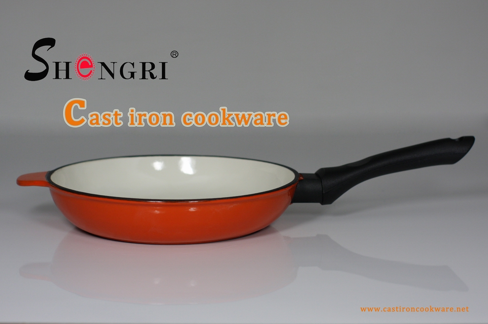 Buy cheap Cast iron enamel skillet with bakelite handle from wholesalers