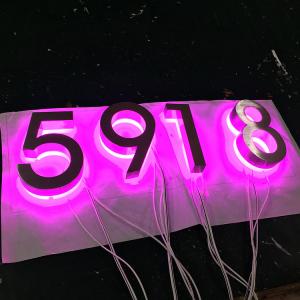 Buy cheap 304 Stainless Steel Outdoor Led Number Sign Silver Brush RGB Light Numbers product