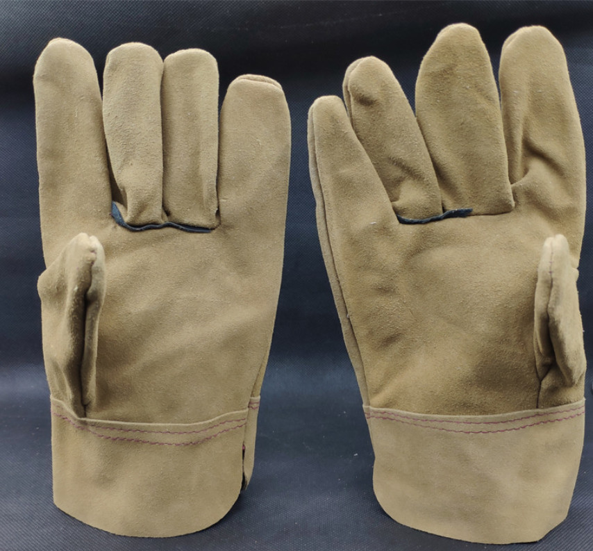 Short Thick Leather High Temperature Welder Gloves Full Leather Welding Welder Gloves Suede Leather Welding Gloves