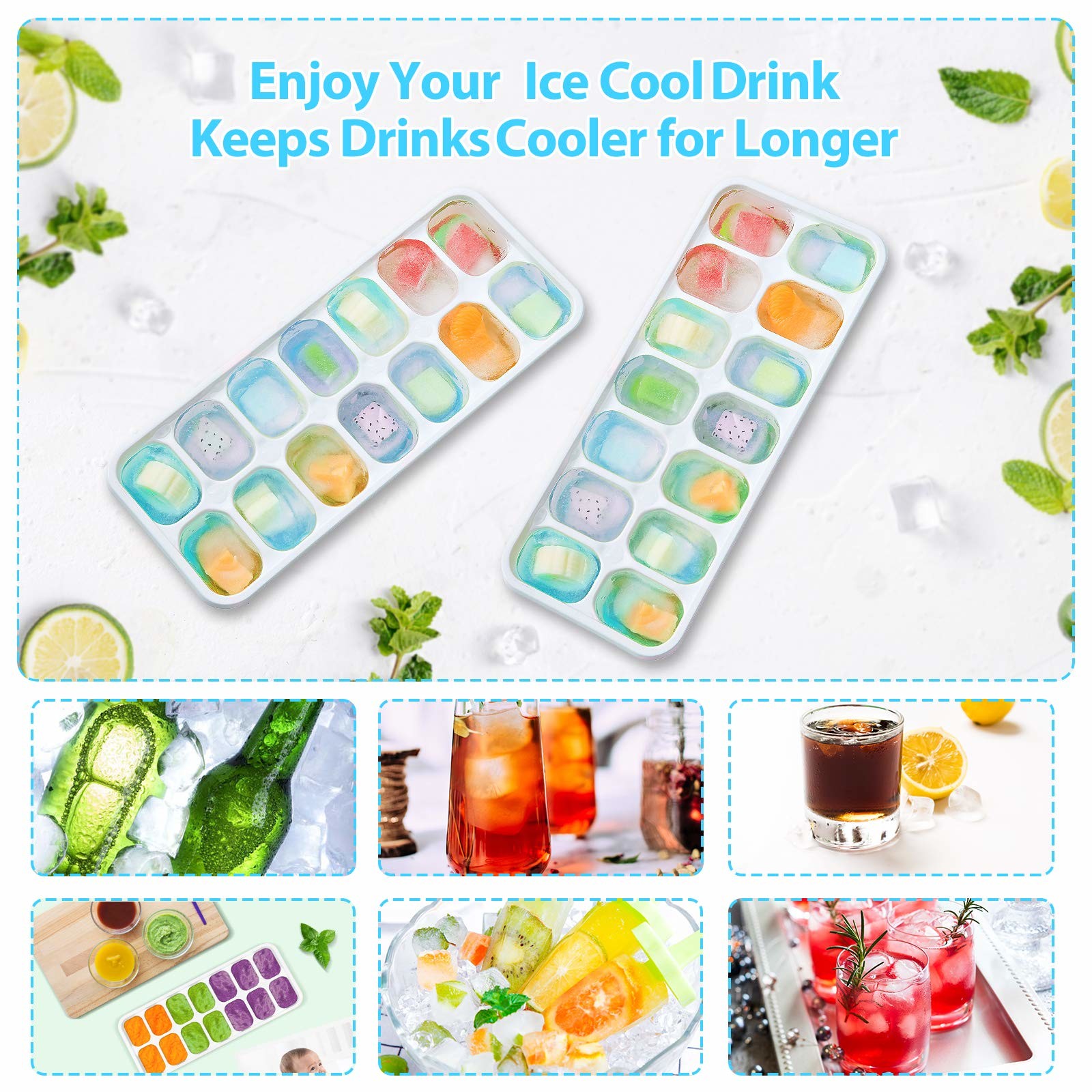 Buy cheap 4 Pack Easy Release Silicone Moulds 14 Ice Cube Trays With Spill Resistant Removable Lid from wholesalers