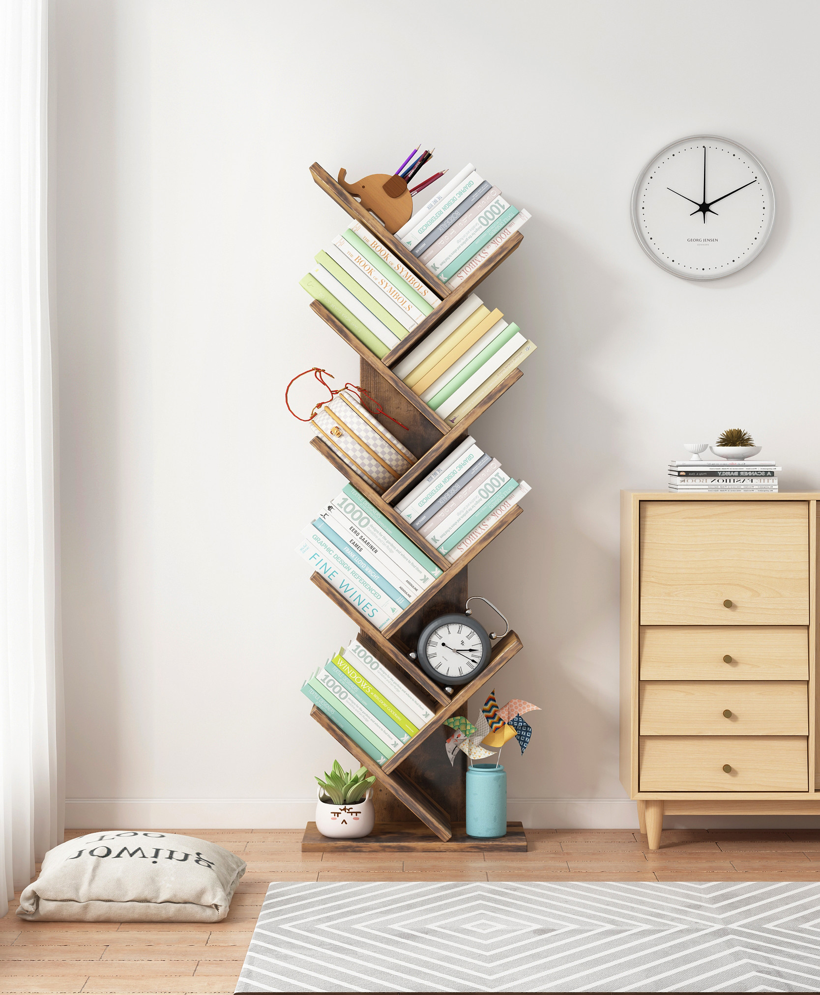 Buy cheap Wood Panel Tree Shape Book Rack Shelf Living Room Funiture from wholesalers