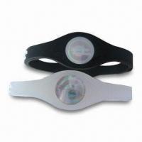 Buy cheap Silicone Balance Bracelet with Holograms and Negative Ion, Customized Designs product
