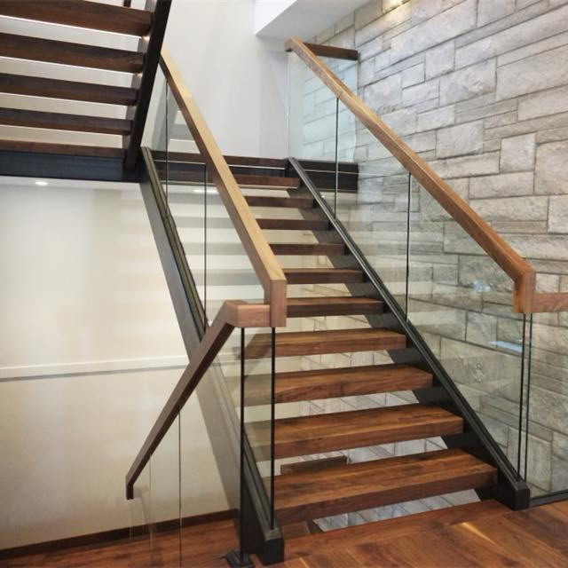 Buy cheap Easy walk apartment staircase design with frameless glass railing product