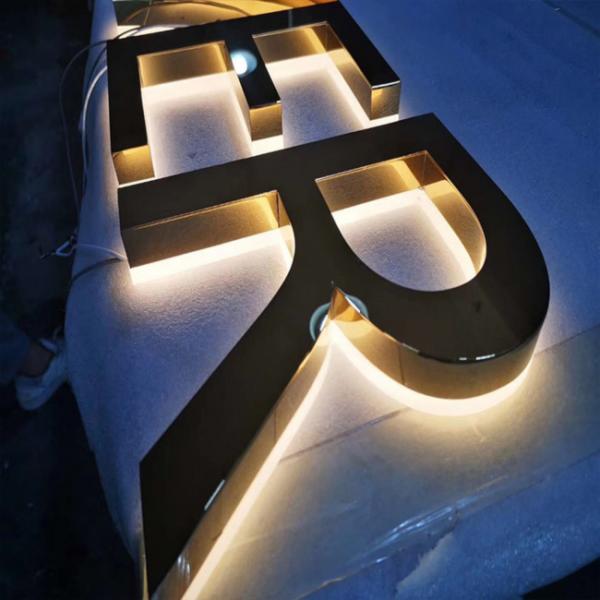 Buy cheap Brush Ss 3d Letter Signgold Backlit Logo Light Up 20mm from wholesalers
