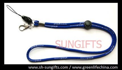 Buy cheap Plain blue round cord lanyard with black ball lock and snap clip product