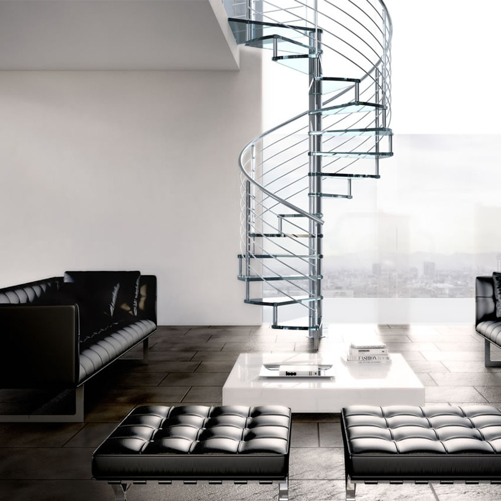 Modern Indoor Prefabricated Glass Spiral Stairs Price