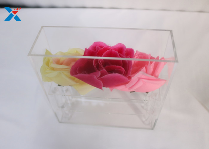 Buy cheap 3 Holes Rectangle Acrylic Storage Containers Clear For Fresh / Preserved Flower from wholesalers