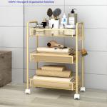 Buy cheap Golden Kitchen Basket Movable Cart Home Wire Shelving Mobile Simple Assembly from wholesalers